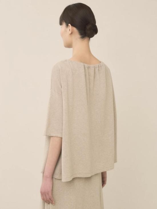  로렌 마누지안 반팔 티셔츠 게더 탑 시잘 - LAUREN MANOOGIAN