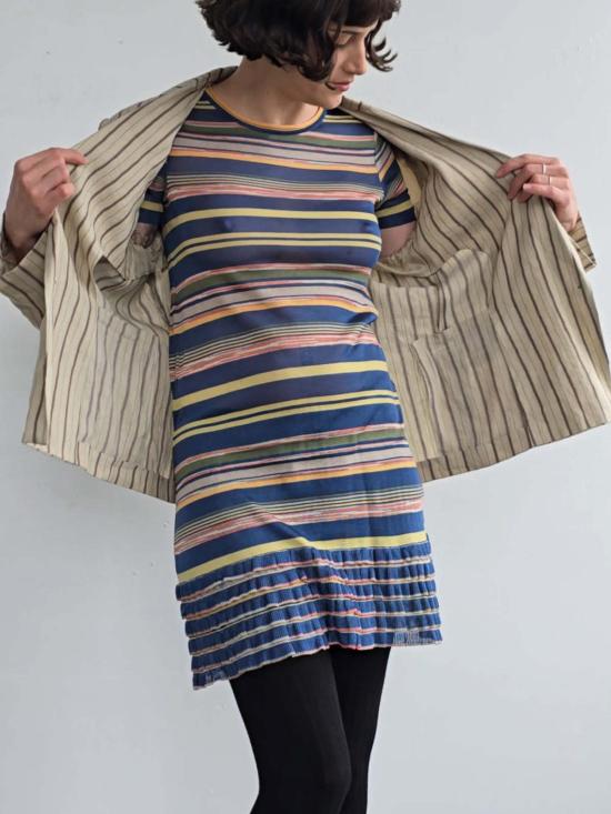  빈티지 자켓 크리지아 리넨 블렌드 재킷 오트/버건디 - VINTAGE