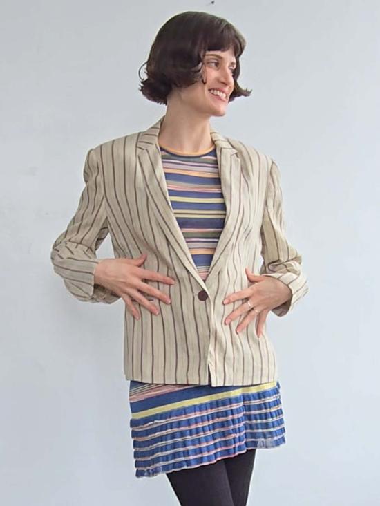  빈티지 자켓 크리지아 리넨 블렌드 재킷 오트/버건디