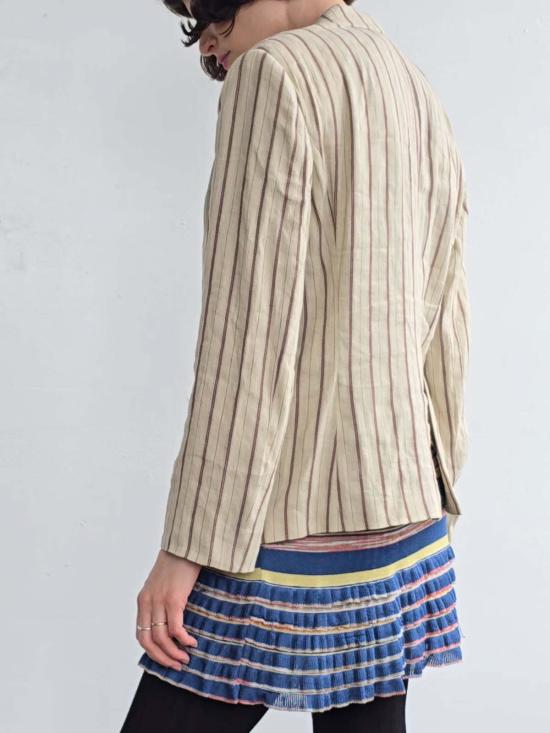  빈티지 자켓 크리지아 리넨 블렌드 재킷 오트/버건디 - VINTAGE