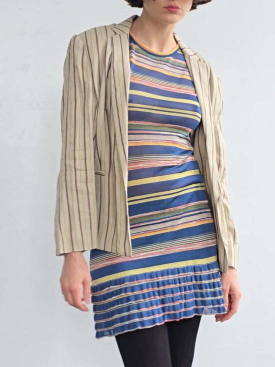  빈티지 자켓 크리지아 리넨 블렌드 재킷 오트/버건디 - VINTAGE