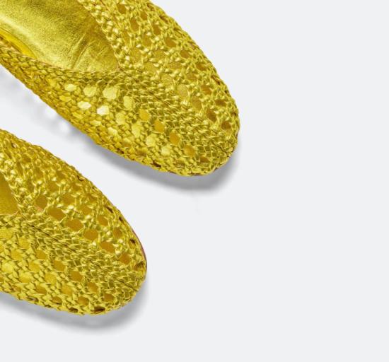  프레다 살바도르 뮬/슬리퍼 라일리 오픈 위브 발레 플랫 메탈릭 샤르트르즈 - FREDA SALVADOR