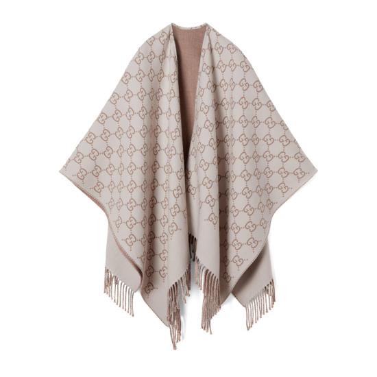 25SS 구찌 GG 울 자카드 케이프  8178313G200 9165 WHITE