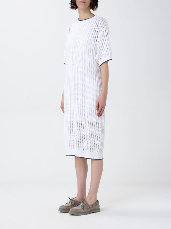 25SS 브루넬로 쿠치넬리 미디 원피스 MSB582A90 C159 White - BRUNELLO CUCINELLI