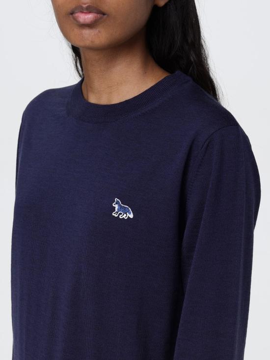 25SS 메종키츠네 베이비 폭스 패치 레귤러 스웨터 MW00816KT1036 P492 Blue - MAISON KITSUNE