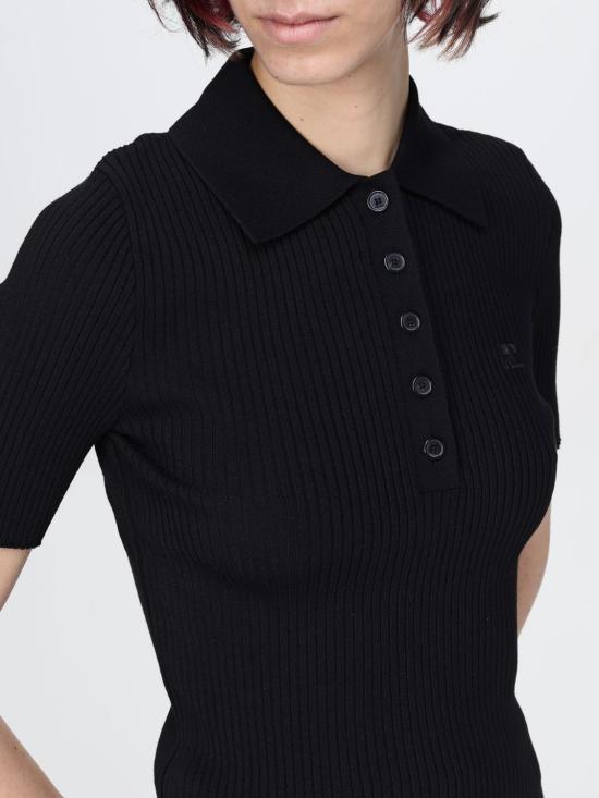 25FW 쿠레쥬 폴로 티셔츠 VESMPO029FI0001 9999 Black - COURREGES