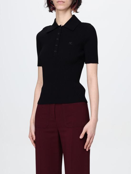25FW 쿠레쥬 폴로 티셔츠 VESMPO029FI0001 9999 Black - COURREGES