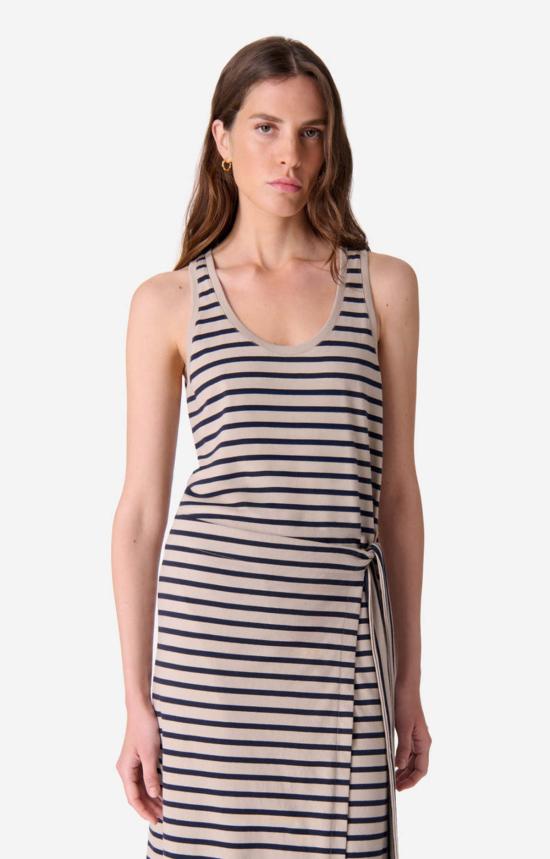  메이블앤모스 롱 원피스 바네사 브루노 에트르타 스트라이프 탱크 니트 드레스 - MABEL AND MOSS