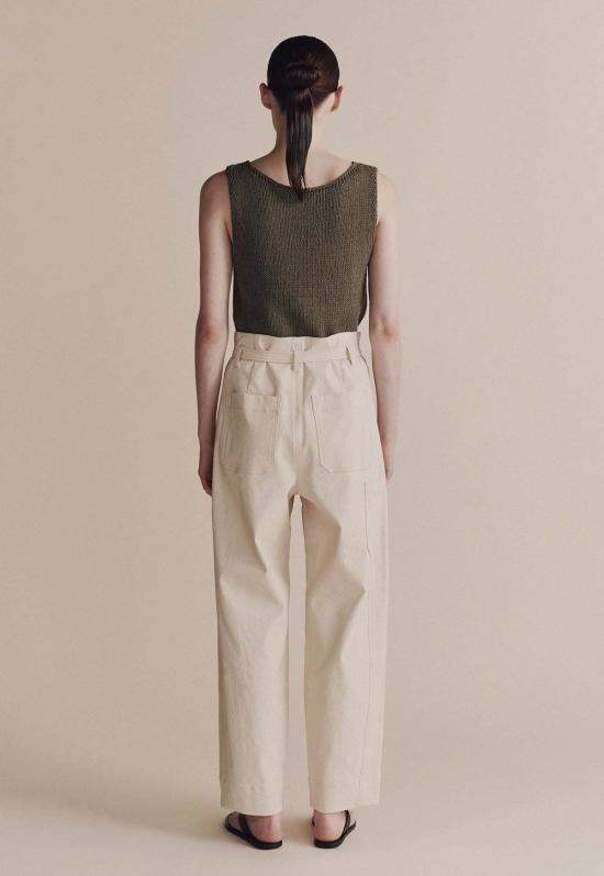  미정박 트레이닝/조거 팬츠 벨티드 배럴 레그  크림 - MIJEONG PARK