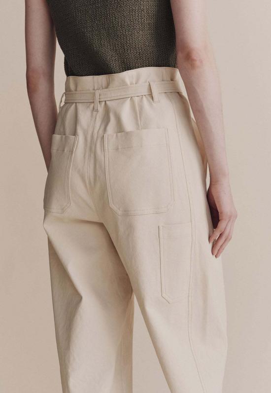  미정박 트레이닝/조거 팬츠 벨티드 배럴 레그  크림 - MIJEONG PARK