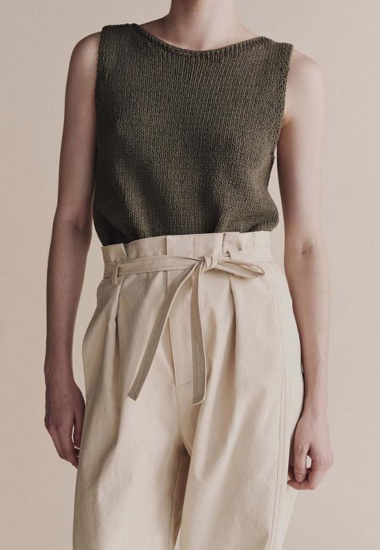  미정박 트레이닝/조거 팬츠 벨티드 배럴 레그  크림 - MIJEONG PARK