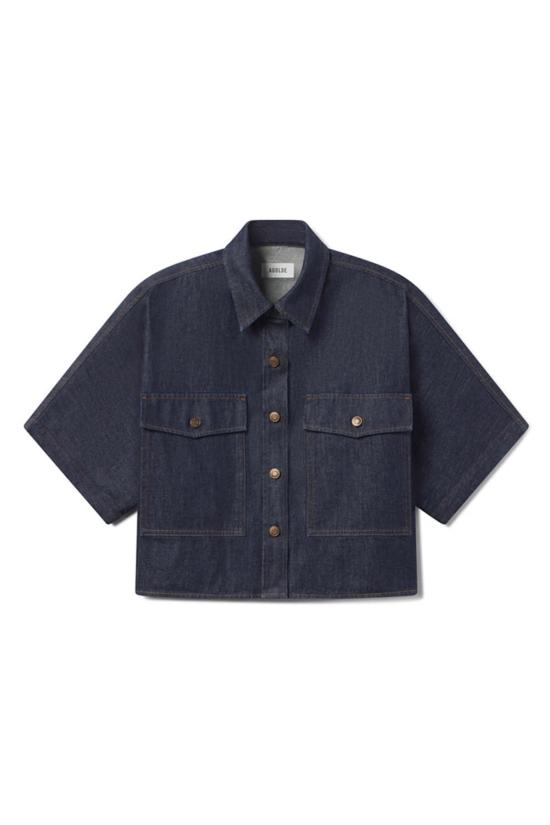  에이골디 반팔 티셔츠 Agolde Taron 셔츠 다크 인디고 - AGOLDE