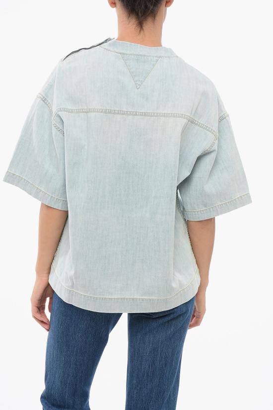  보테가베네타 블라우스 774676 V3N60 4946 Light blue - BOTTEGA VENETA