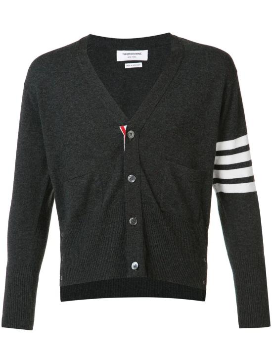25FW 톰브라운 캐시미어 4바 숏 브이넥 가디건 MKCS01A 00011 022 DARK GREY