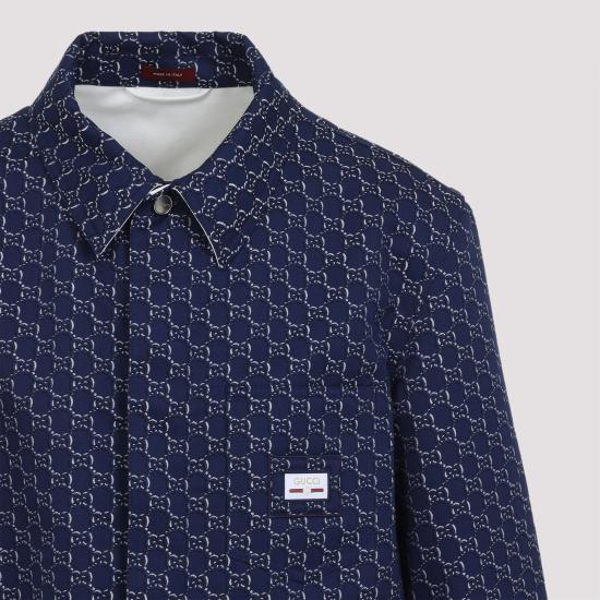 25FW 구찌 GG 쉐도우 코튼 셔츠 813998 ZAR26 4069 BLUE WHITE - GUCCI