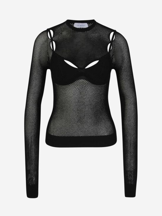  오프화이트 긴팔 티셔츠 OWHT020S24KNI001 1010 BLACK BLACK Black