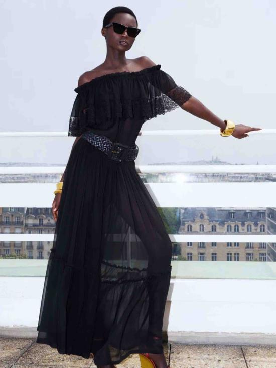 25SS 생로랑 미디 스커트 82141Y115W003 1000Nero STRAIGHT JEANS - SAINT LAURENT