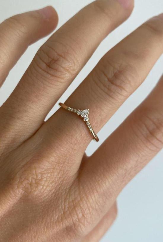  제니 권 디자인스 반지 제니 권 디자인 다이아몬드 피크 링 14k 옐로우 로즈 또는 화이트 골드 - JENNIE KWON DESIGNS