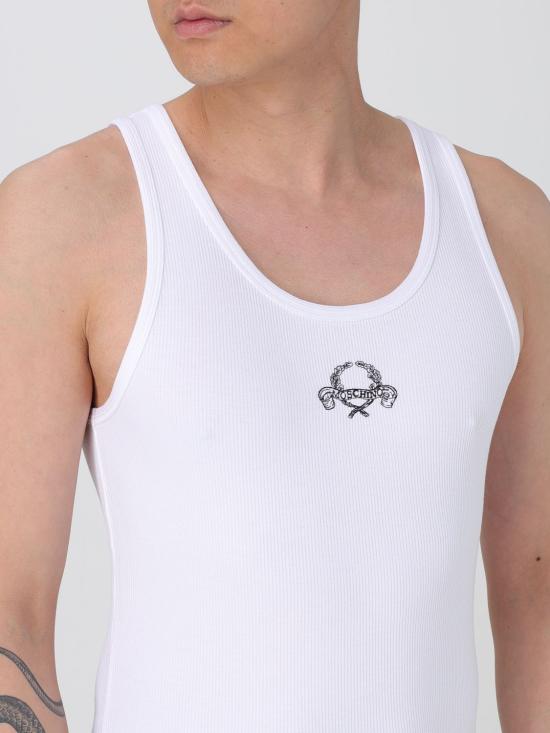 25SS 모스키노 민소매 티셔츠 89050245 1001 White - MOSCHINO