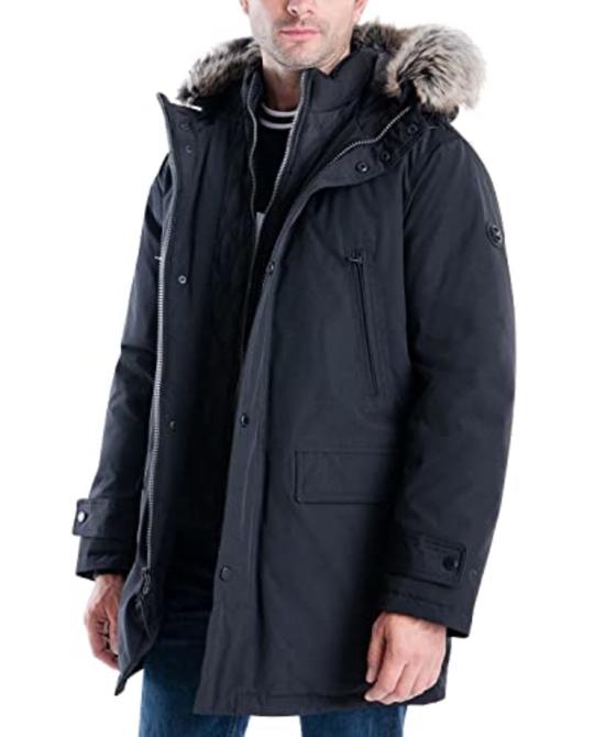  마이클 코어스 패딩 Michael Michael Kors Bib Down 헤비웨이트 후드 스노클 파카 네이비 - MICHAEL KORS