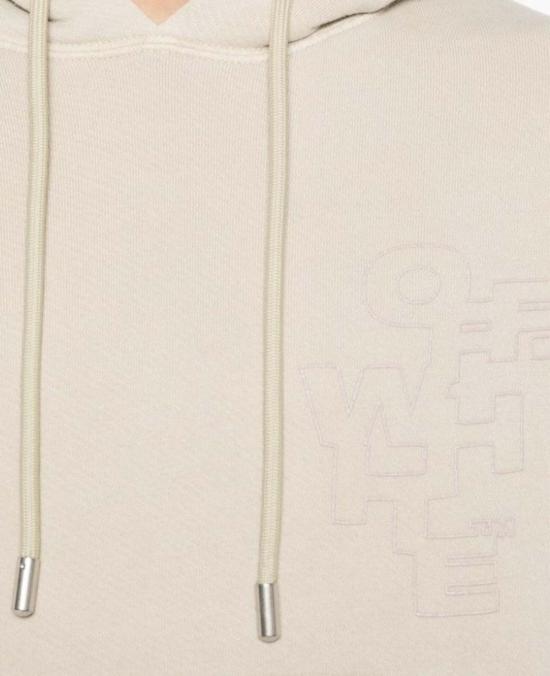  오프화이트 긴팔 티셔츠 오프 화이트 아웃라인 애로우 스케이트 후드 브라운 라이스 - OFF WHITE