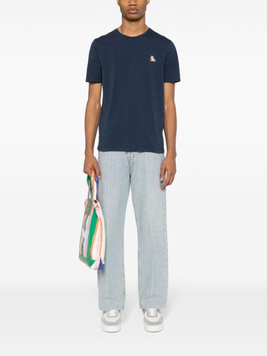 24FW 메종키츠네 칠랙스 폭스 패치 레귤러 티셔츠  LM00110KJ0008 P476 Ink blue - MAISON KITSUNE