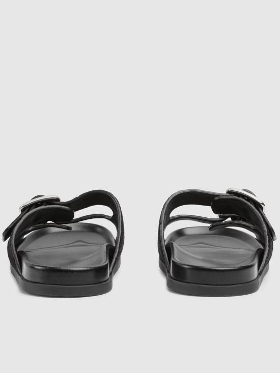 25SS 구찌 GG 스웨이드 슬라이드 샌들 816380AADUO1000 BLACK DOM - GUCCI