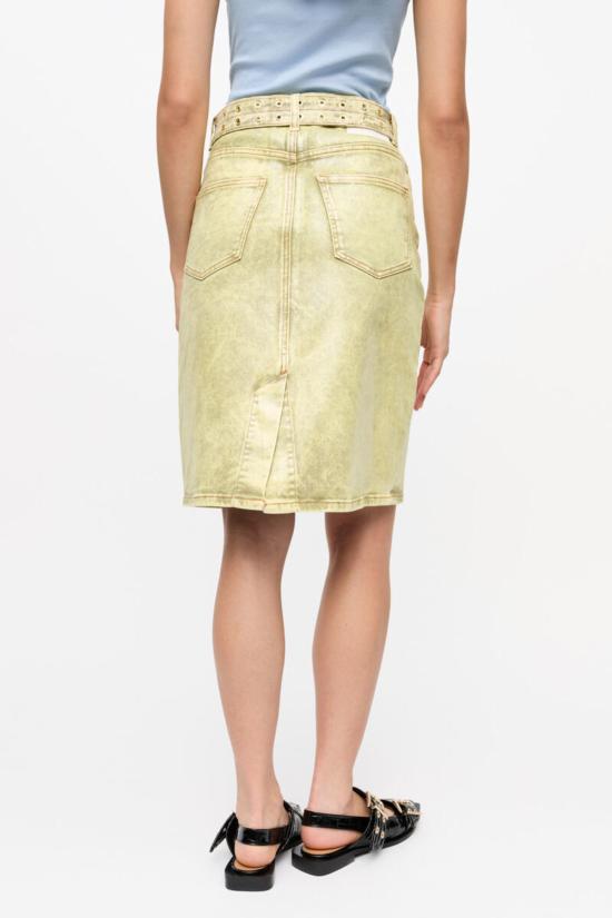  가니 데님 스커트 포일 오버다이드  골든 사이프러스 - GANNI