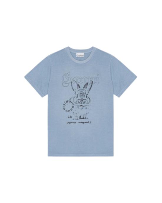  가니 반팔 티셔츠 리컷 베이직 코튼 저지 릴렉스 티셔츠 소프트 샴브레이