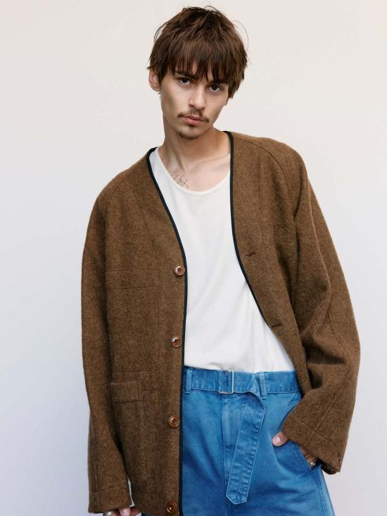  르메르 자켓 브라운 소프트 울 알파카 라글란 재킷 라이너 - LEMAIRE