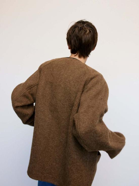  르메르 자켓 브라운 소프트 울 알파카 라글란 재킷 라이너 - LEMAIRE