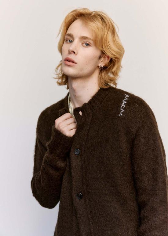  마르니 가디건 다크 브라운 모헤어 카디건