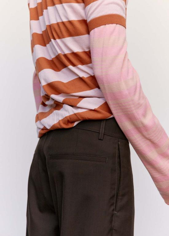  마르니 긴팔 티셔츠 스트라이프 니트 레이어드 롱슬리브 티셔츠 더스티 핑크/클레이 - MARNI