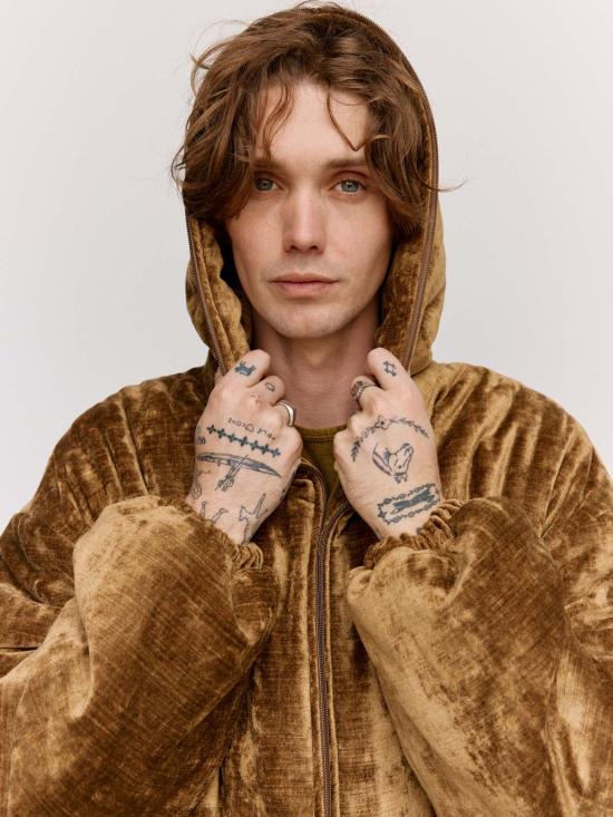  가브리엘라 콜 가먼츠 무톤 브라운 코튼 벨벳 퍼퍼 후드 롱 재킷 - GABRIELA COLL GARMENTS