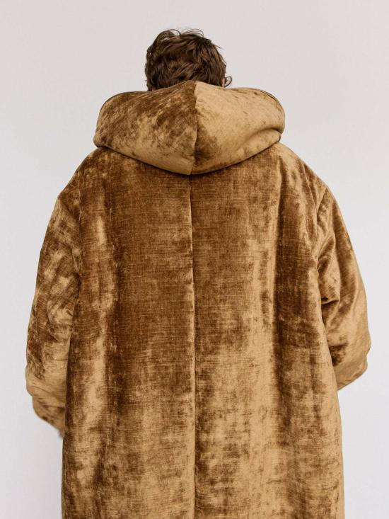  가브리엘라 콜 가먼츠 무톤 브라운 코튼 벨벳 퍼퍼 후드 롱 재킷 - GABRIELA COLL GARMENTS