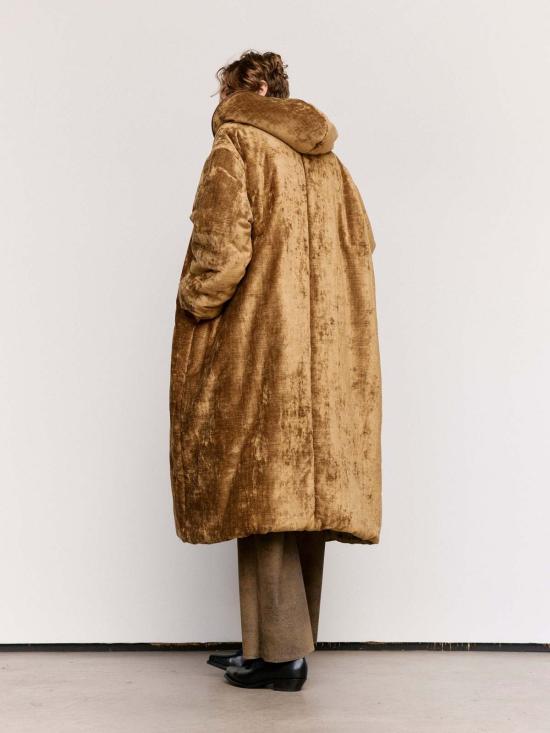  가브리엘라 콜 가먼츠 무톤 브라운 코튼 벨벳 퍼퍼 후드 롱 재킷 - GABRIELA COLL GARMENTS