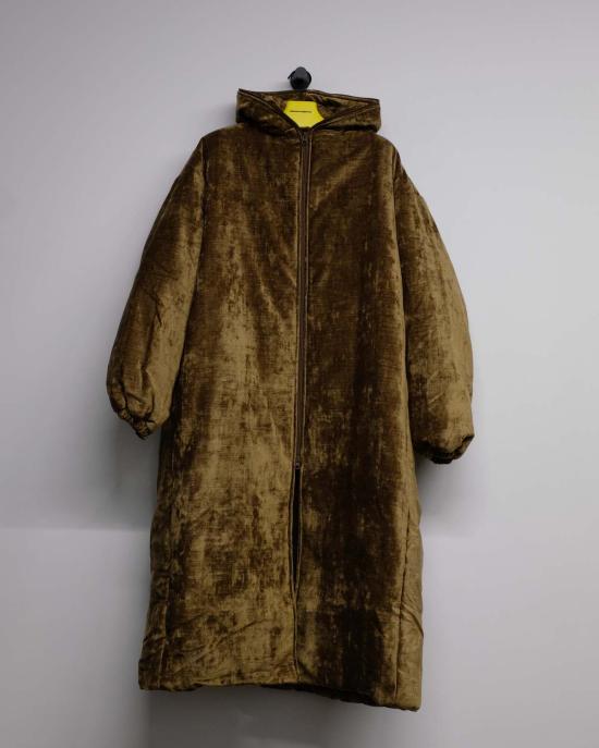  가브리엘라 콜 가먼츠 무톤 브라운 코튼 벨벳 퍼퍼 후드 롱 재킷 - GABRIELA COLL GARMENTS