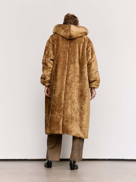  가브리엘라 콜 가먼츠 무톤 브라운 코튼 벨벳 퍼퍼 후드 롱 재킷 - GABRIELA COLL GARMENTS