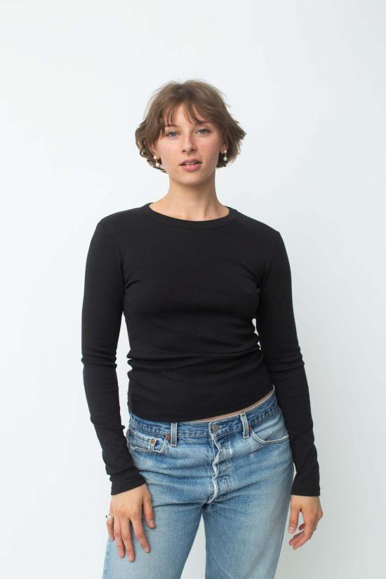  바이 시네 긴팔 티셔츠 Signe June Longsleeve Black/Butter