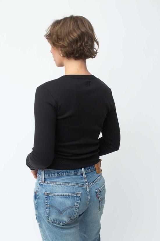  바이 시네 긴팔 티셔츠 Signe June Longsleeve Black/Butter - BY SIGNE