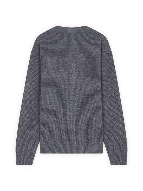  메종키츠네 볼드 폭스 헤드 패치 컴포트 립드 가디건 NM00501KT1093H131 Grey - MAISON KITSUNE