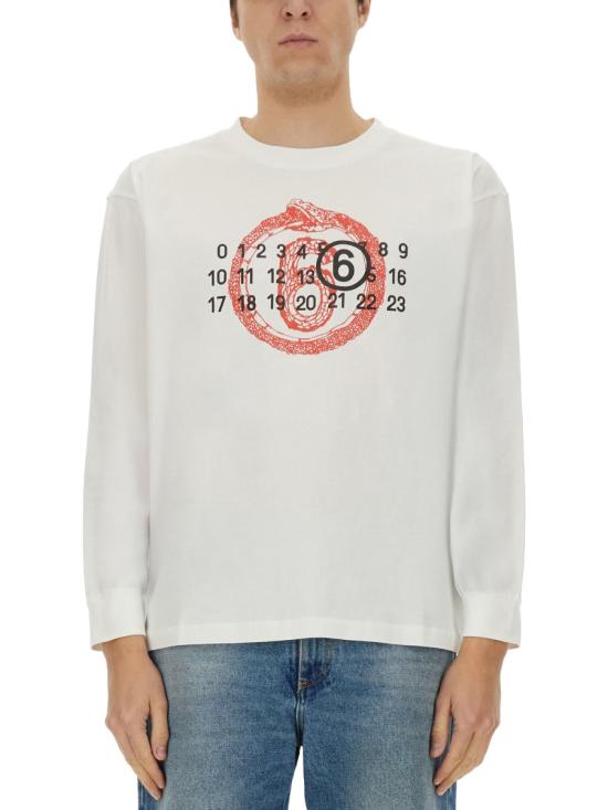 25SS MM6 메종마르지엘라 긴팔 티셔츠 SH2GC0021 WHITE PRINT