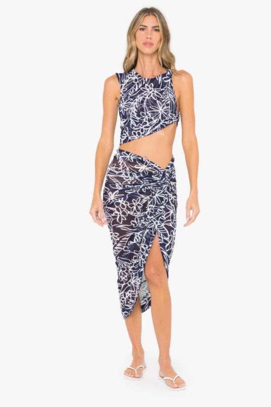  제이비큐 롱 스커트 JBQ 스콜피오  (최종 세일) 네이비/오프 화이트 플로럴