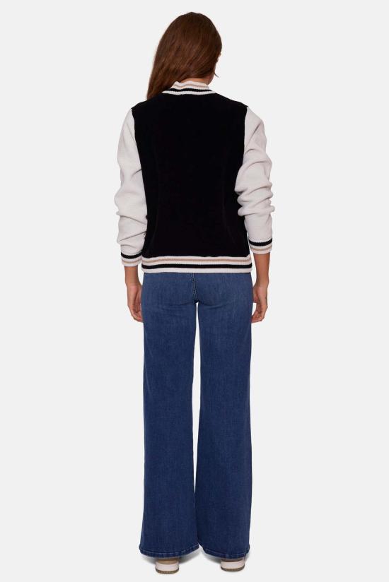  블루&크림 봄버 자켓 폴로 클럽 바시티 재킷 블랙 콤보 - BLUE&CREAM