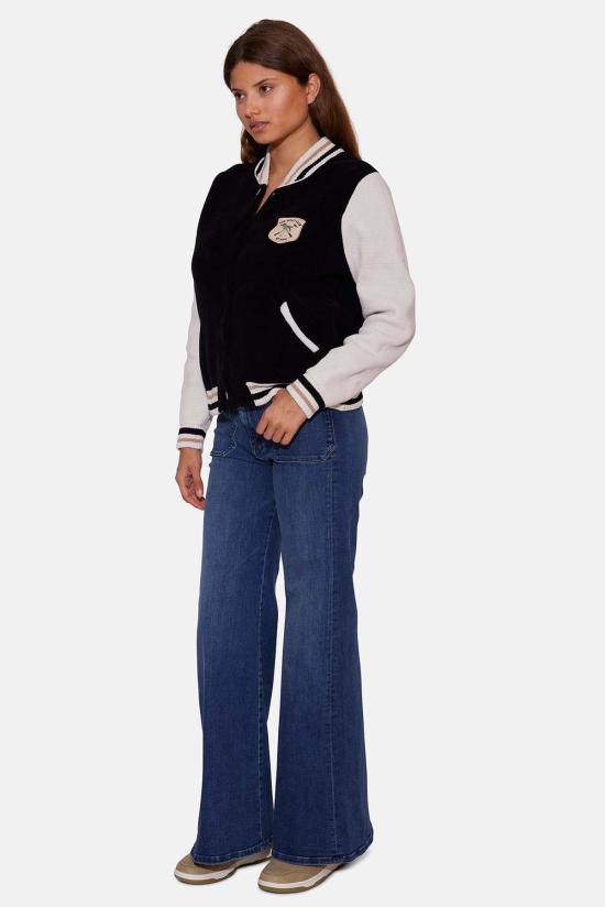  블루&크림 봄버 자켓 폴로 클럽 바시티 재킷 블랙 콤보 - BLUE&CREAM