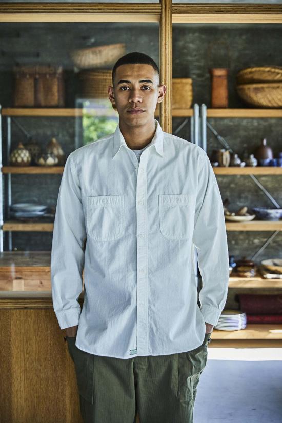  오어슬로우 긴팔 셔츠 Or Slow Relax Fit Chambray 워크  화이트 - ORSLOW