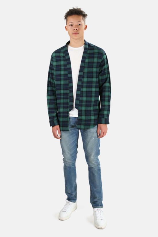  블루&크림 자켓 플레드 기모노 그린 - BLUE&CREAM