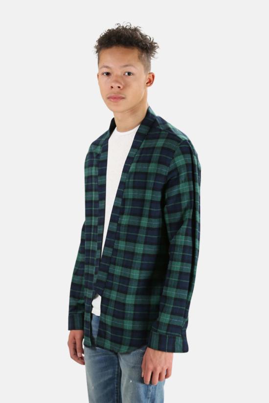  블루&크림 자켓 플레드 기모노 그린 - BLUE&CREAM