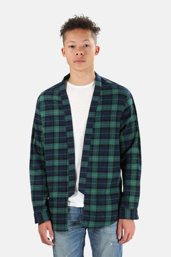  블루&크림 자켓 플레드 기모노 그린 - BLUE&CREAM