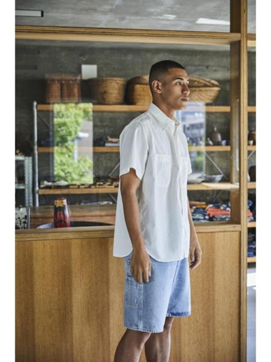  오어슬로우 반팔 셔츠 Or Slow 반팔 샴브레이 워크  화이트 - ORSLOW